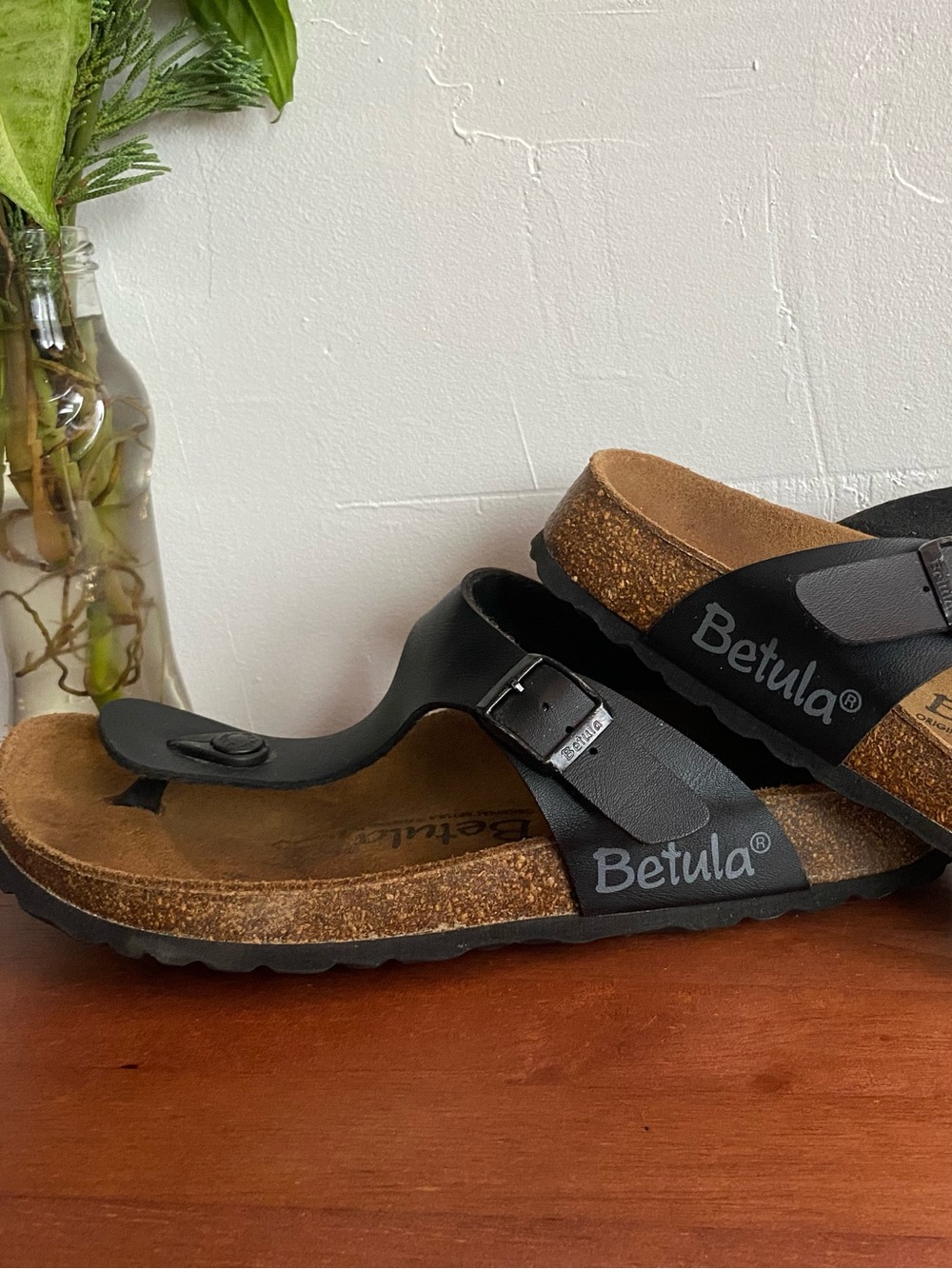 Pre-owned Betula Gizeh Sandal in Black Sz 39/8 Women’s Narrow fit